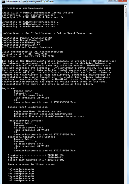 WhoIs cmd: How to use Whois from the command prompt